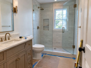 Professional shower glass door clearance Haddonfield detail for Haddonfield Kitchen & Bath Remodelers in Haddonfield