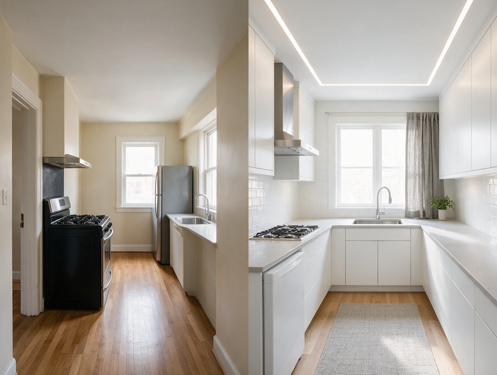 Improving the Work Triangle in a Narrow Galley Kitchen in Haddonfield

